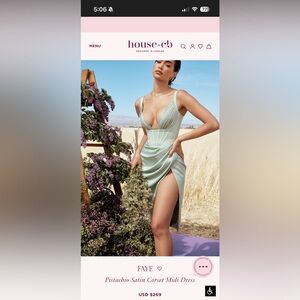 NWT House of CB FAYE Pistachio Satin Corset Midi Dress